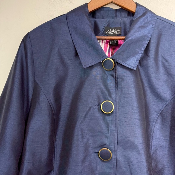 Russel Kemp size 2X Women’s Blue 3/4 Sleeve Button Up Blazer Jacket - Picture 2 of 8